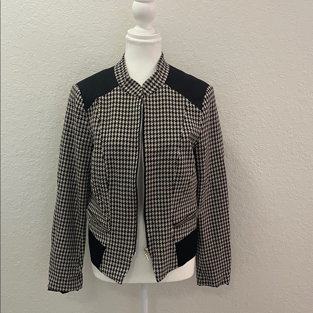 White House Black Market Checkered Blazer with Black Details